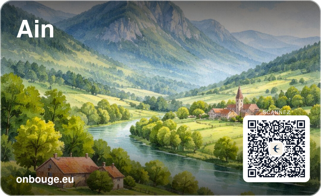Aquarelle Ain — carte OnBouge avec QR