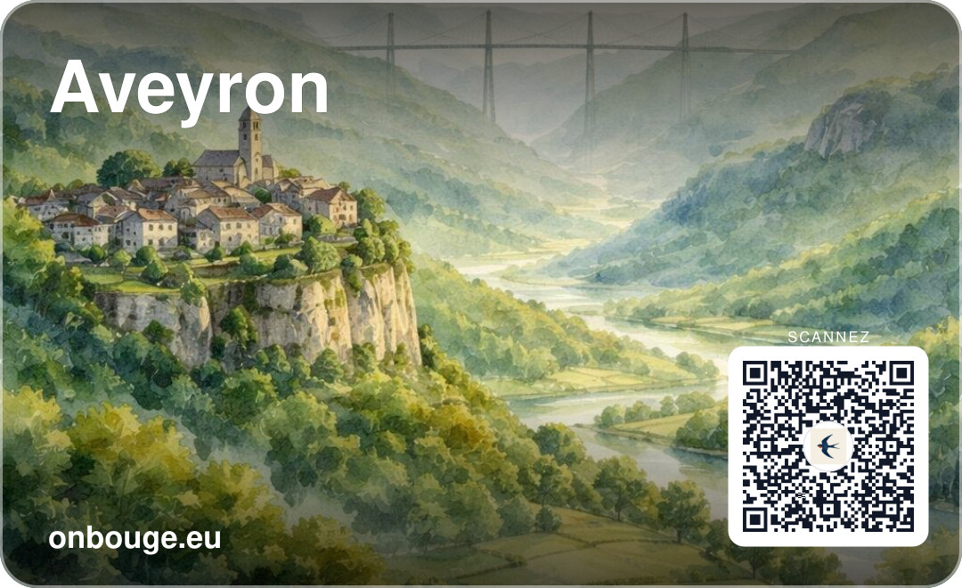Aquarelle Aveyron — carte OnBouge avec QR