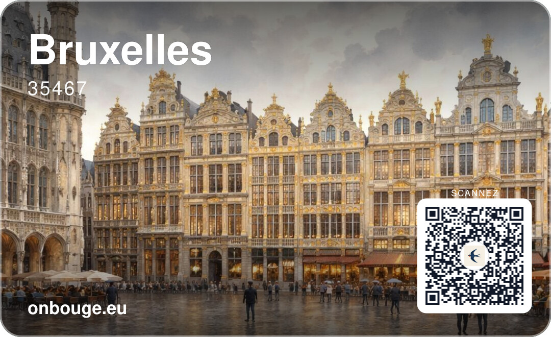 Aquarelle de Bruxelles — carte OnBouge avec QR