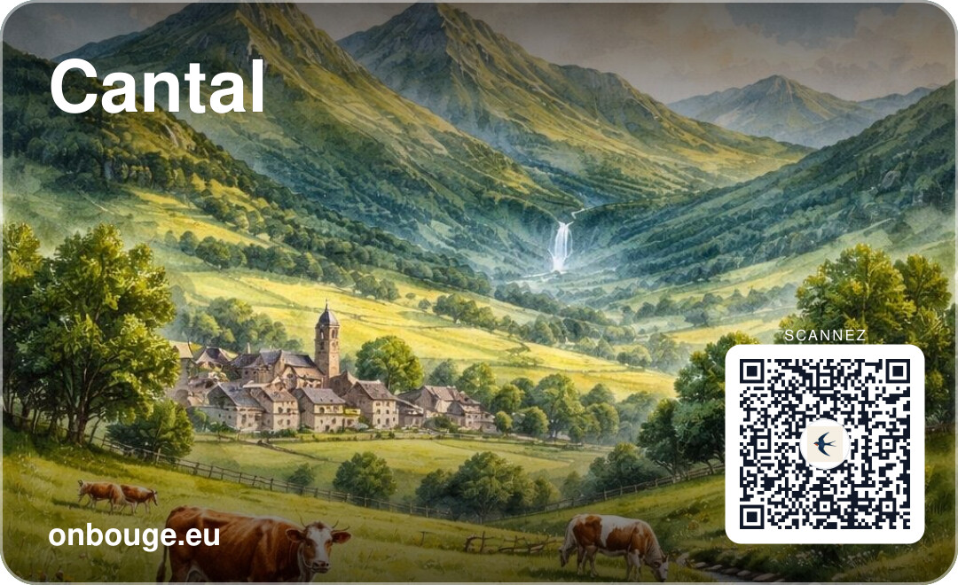 Aquarelle Cantal — carte OnBouge avec QR