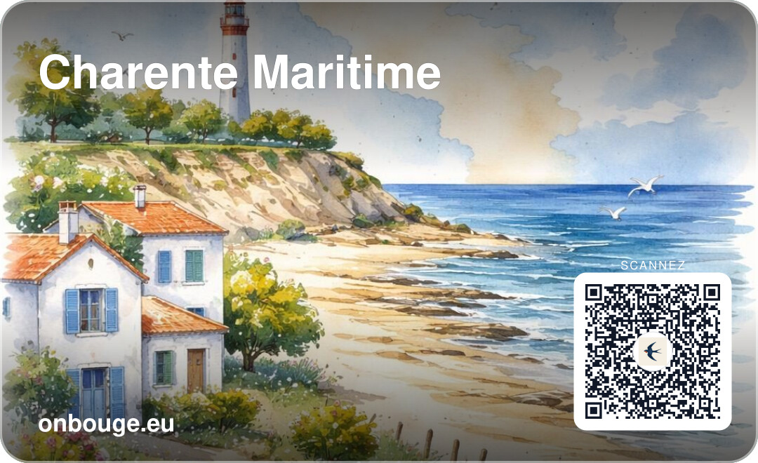 Aquarelle Charente-Maritime — carte OnBouge avec QR