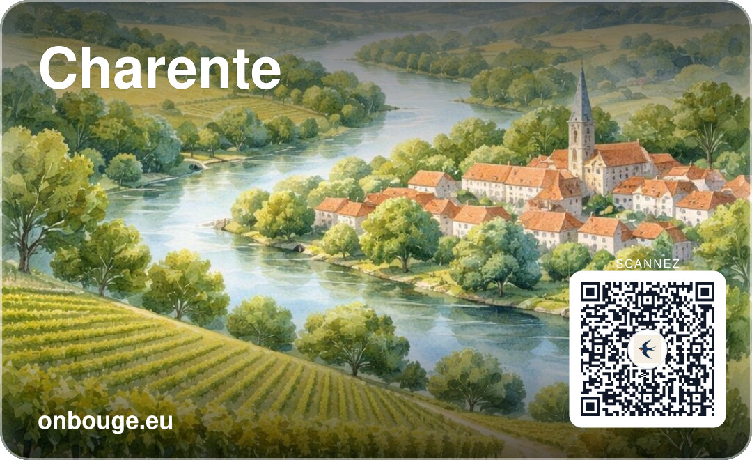 Aquarelle Charente — carte OnBouge avec QR