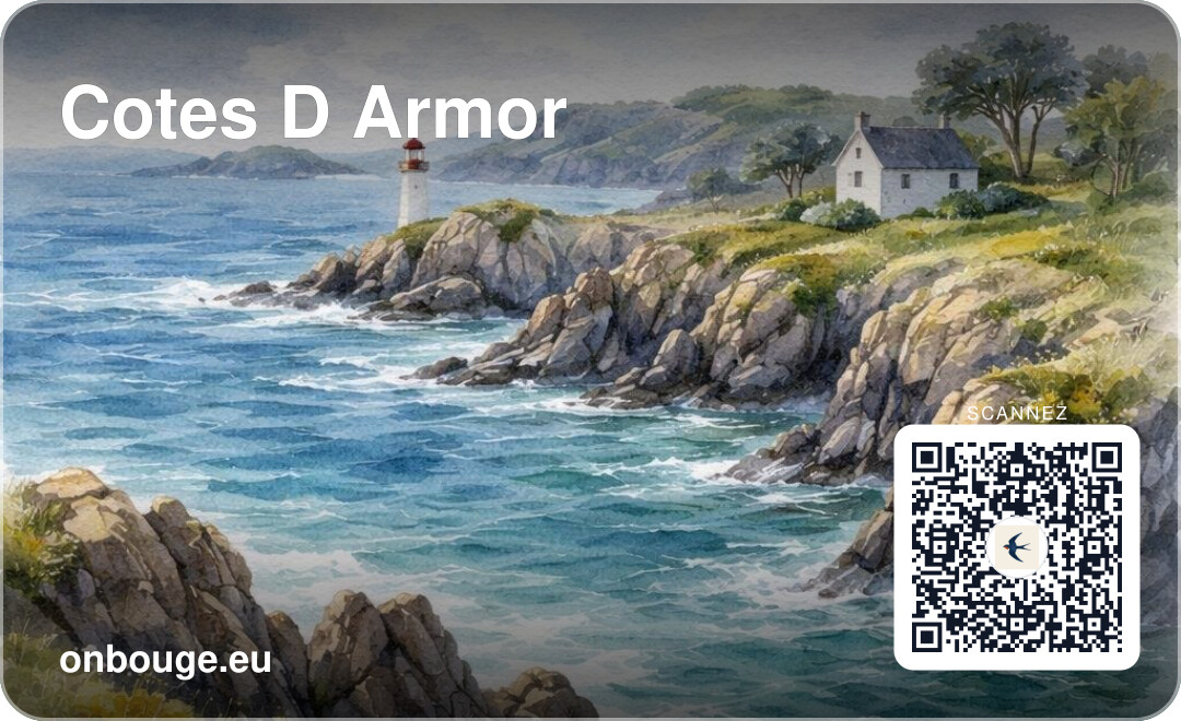 Aquarelle Côtes-d'Armor — carte OnBouge avec QR