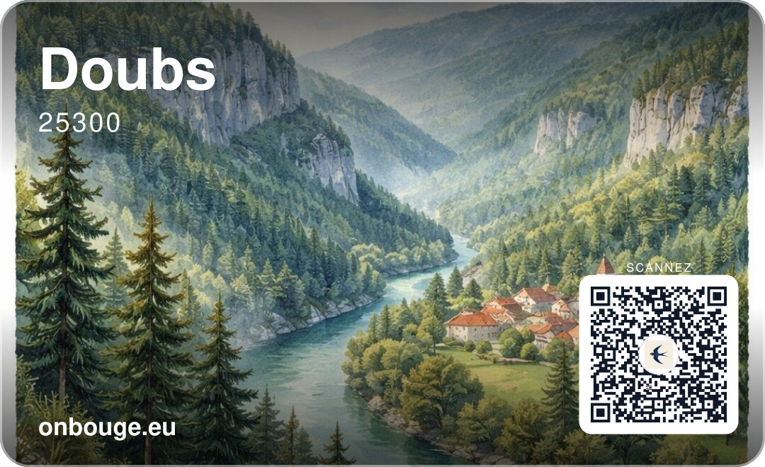Aquarelle Doubs — carte OnBouge avec QR