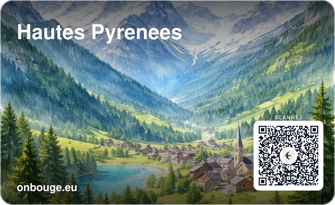 Aquarelle Hautes-Pyrénées — carte OnBouge avec QR