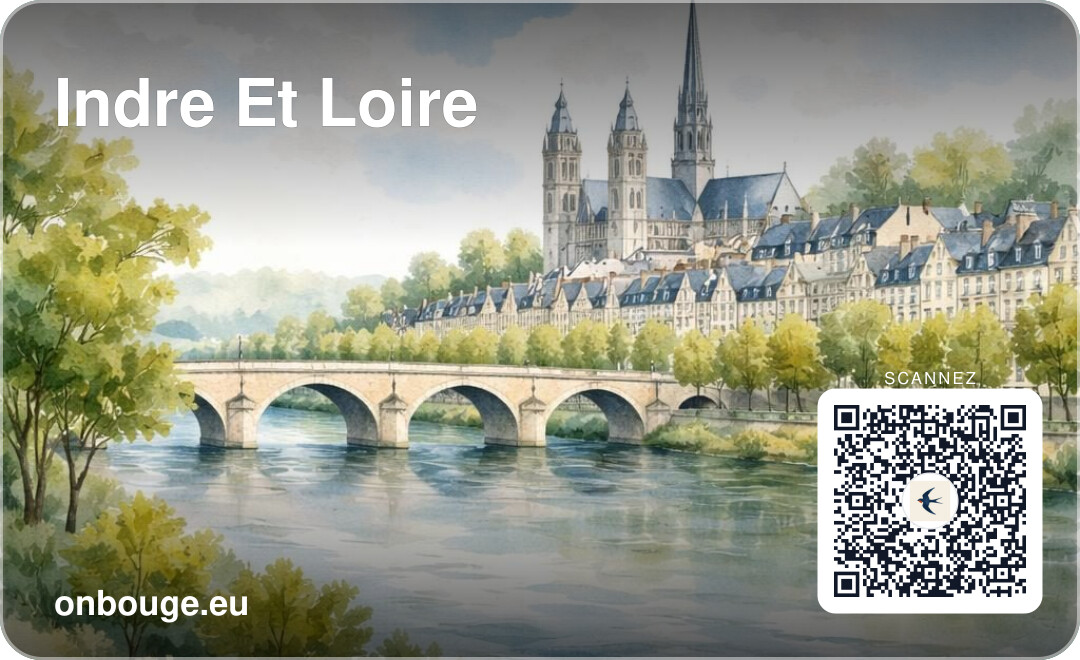 Aquarelle Indre-et-Loire — carte OnBouge avec QR