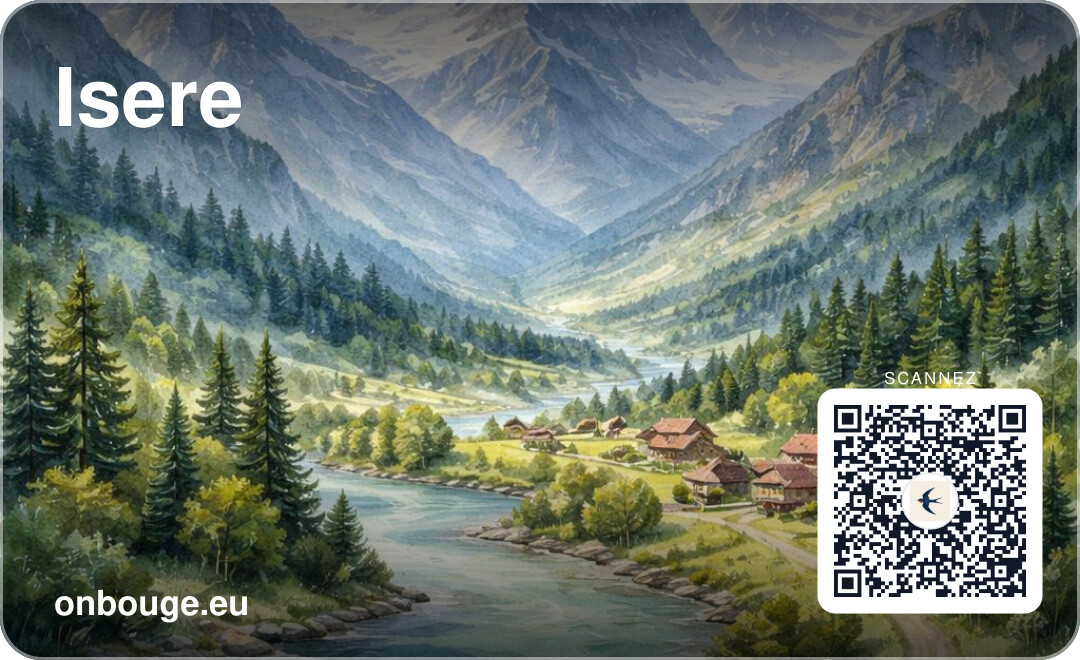 Aquarelle Isère — carte OnBouge avec QR
