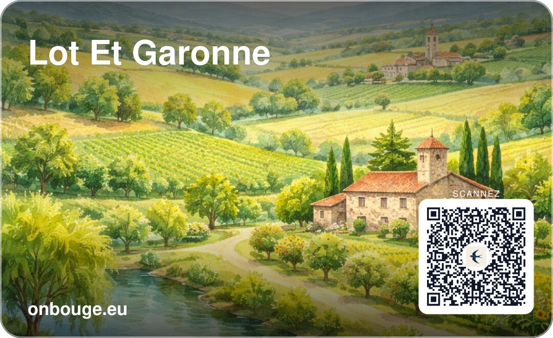 Aquarelle Lot-et-Garonne — carte OnBouge avec QR