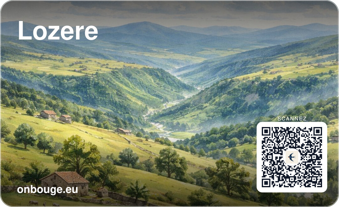 Aquarelle Lozère — carte OnBouge avec QR