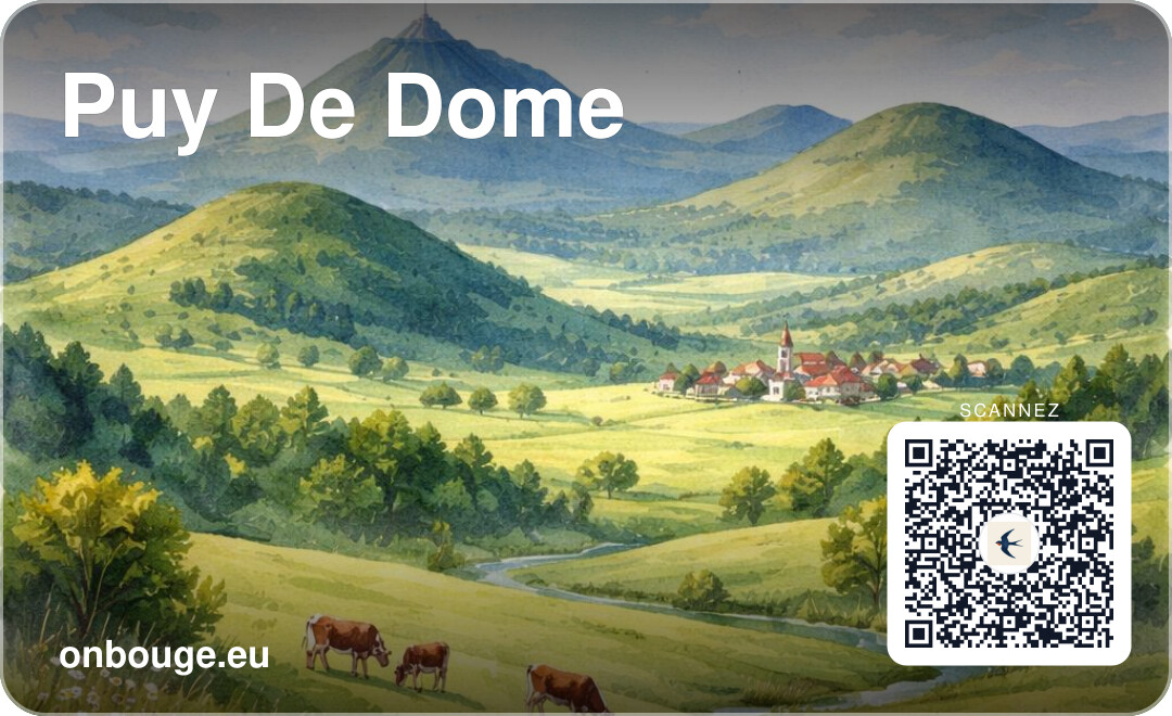 Aquarelle Puy-de-Dôme — carte OnBouge avec QR