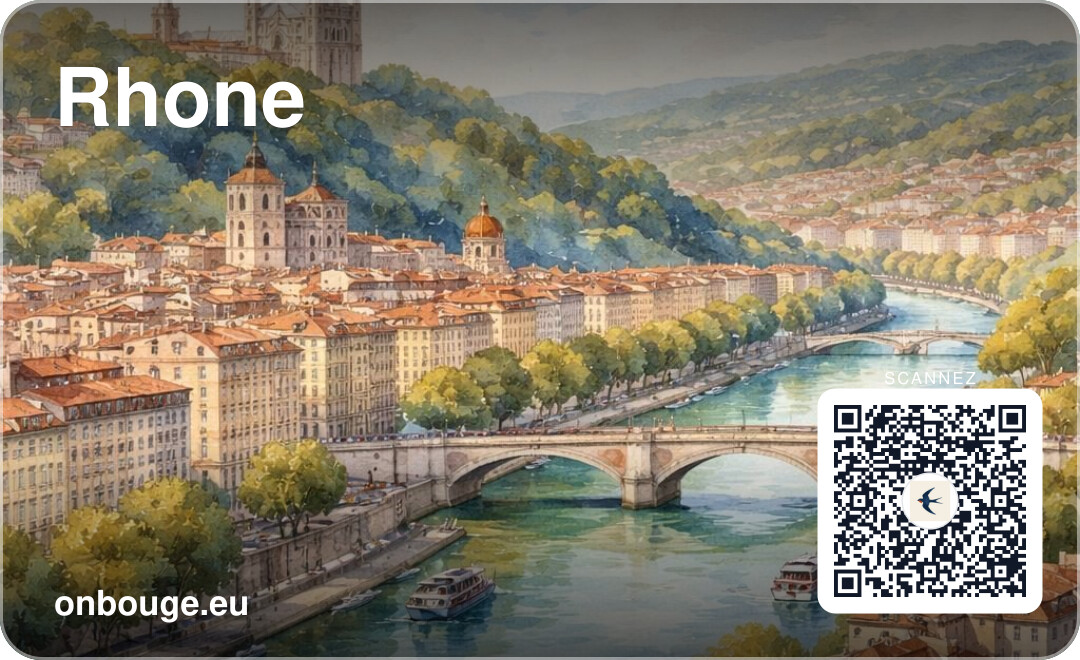 Aquarelle Rhône — carte OnBouge avec QR