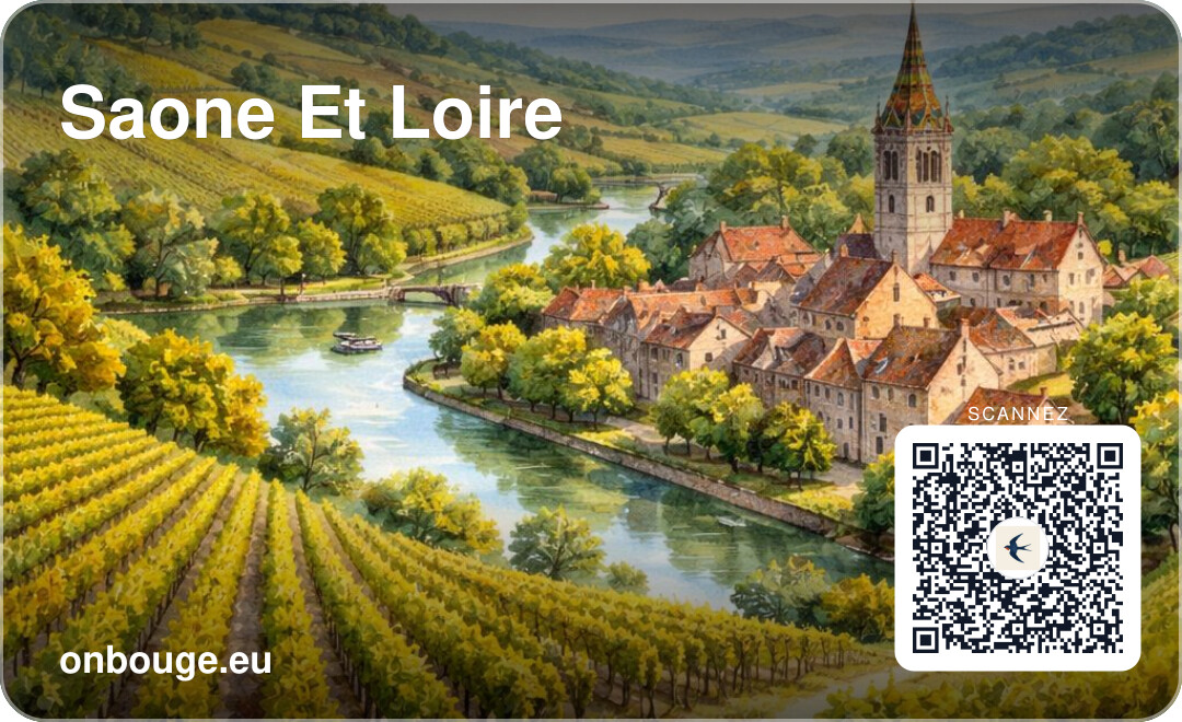 Aquarelle Saône-et-Loire — carte OnBouge avec QR