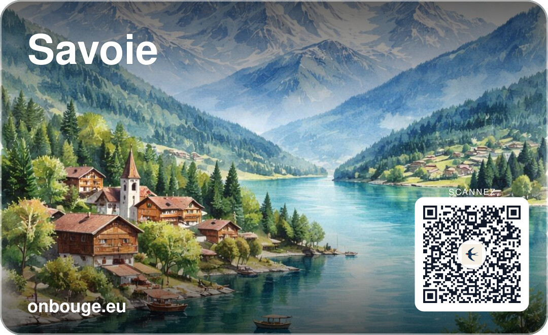 Aquarelle Savoie — carte OnBouge avec QR