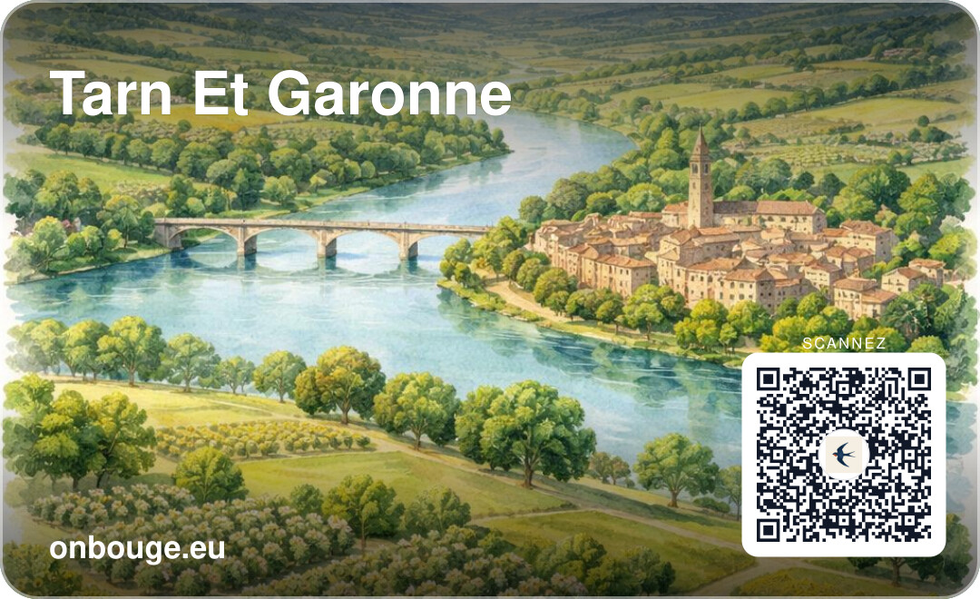 Aquarelle Tarn-et-Garonne — carte OnBouge avec QR