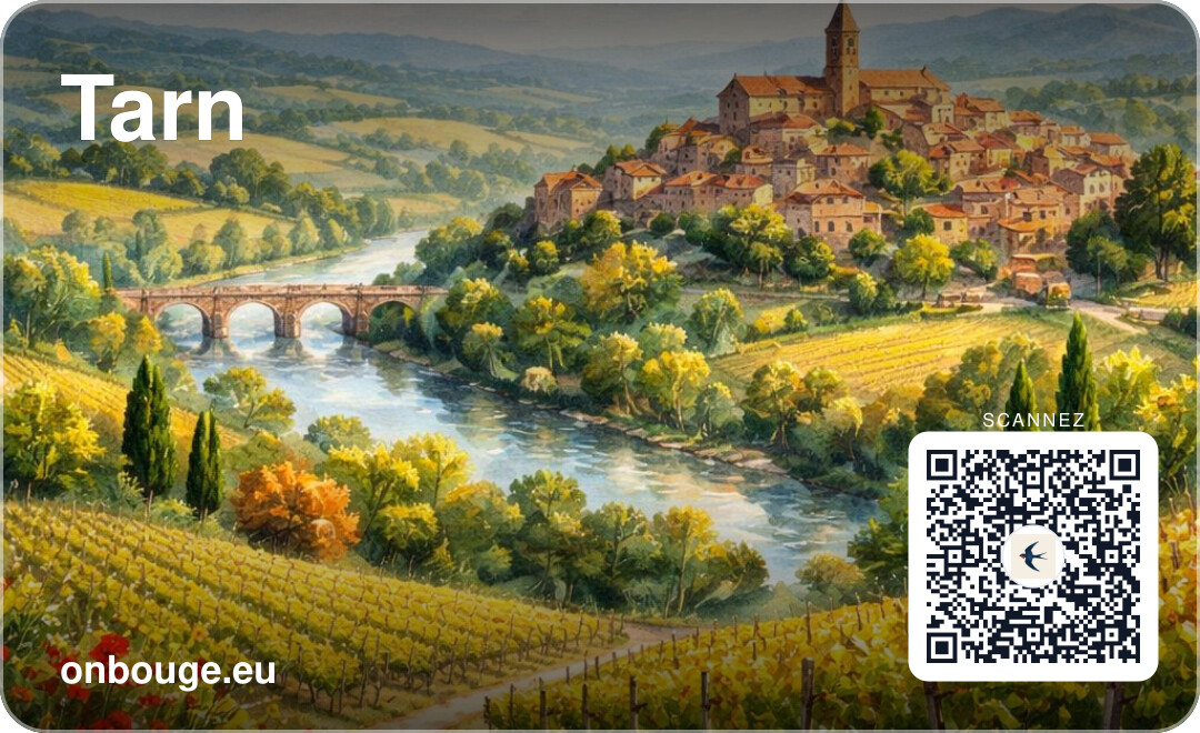 Aquarelle Tarn — carte OnBouge avec QR