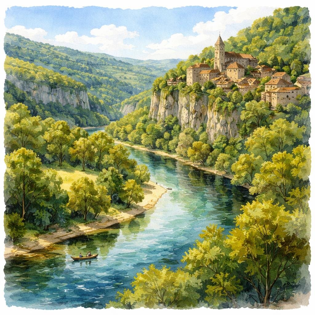 Dordogne — illustration départementale (aquarelle de la ville à venir)