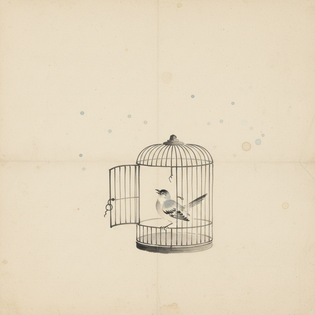 Oiseau En Cage Ouverte 2