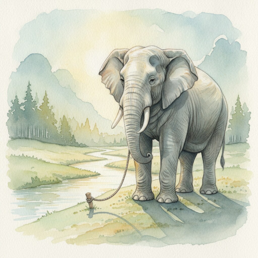 P73 Elephant Et La Corde