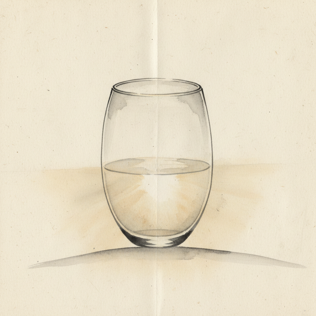 Verre A Moitie Rempli De Lumiere