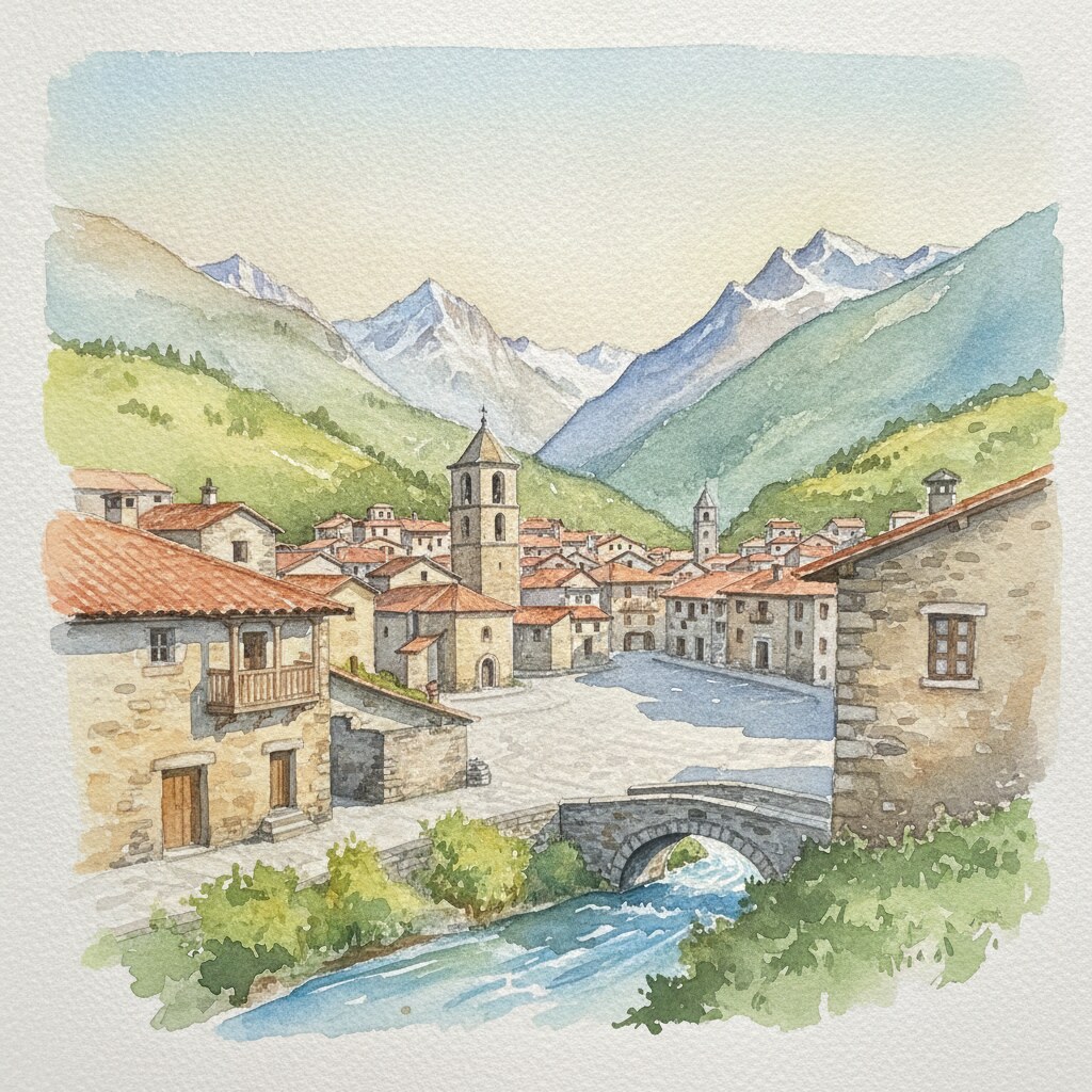 Canillo — aquarelle — Andorre