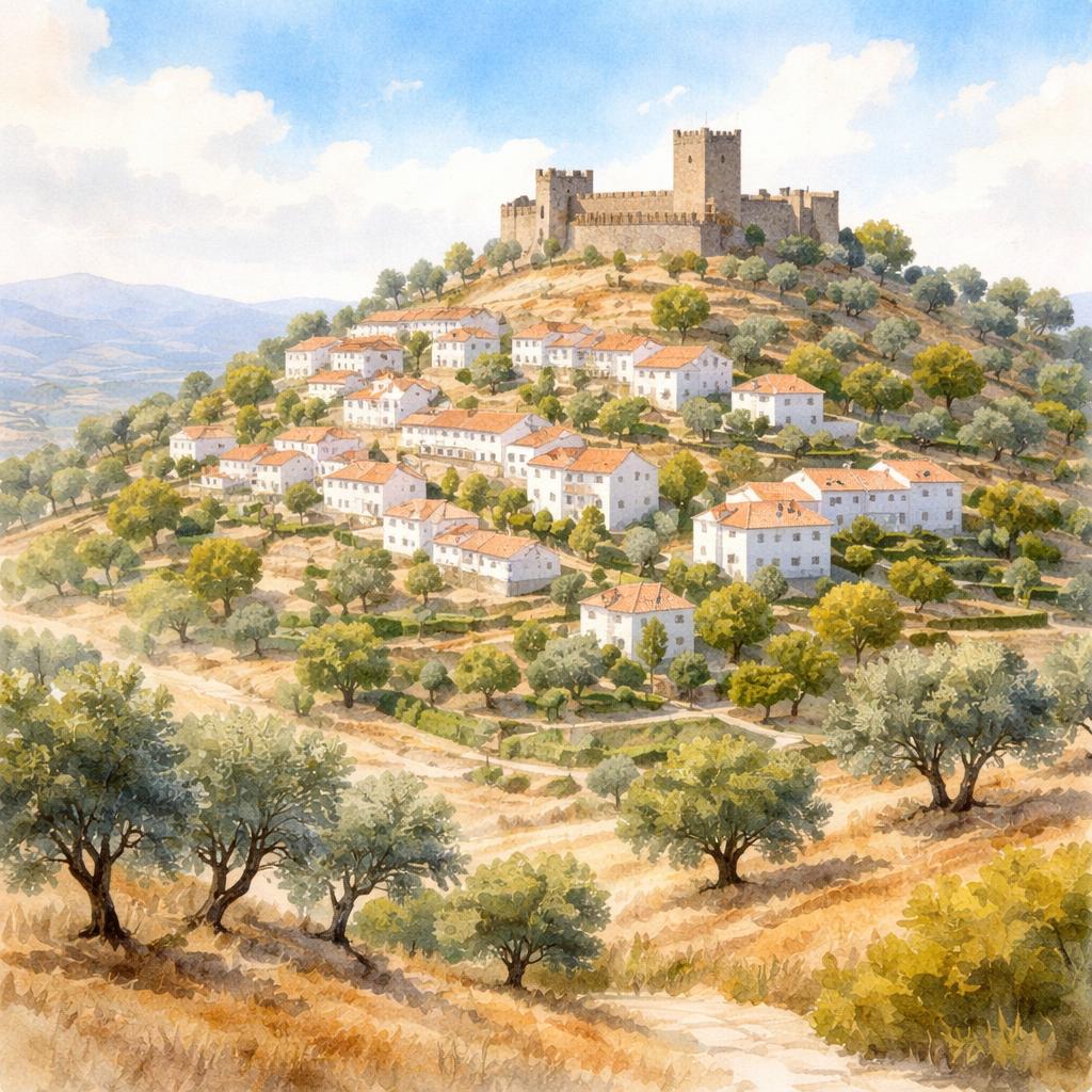Castelo Branco — aquarelle — Portugal