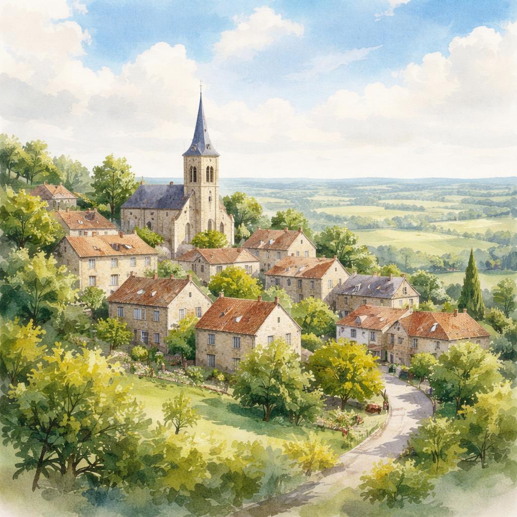 Guerville — aquarelle — France