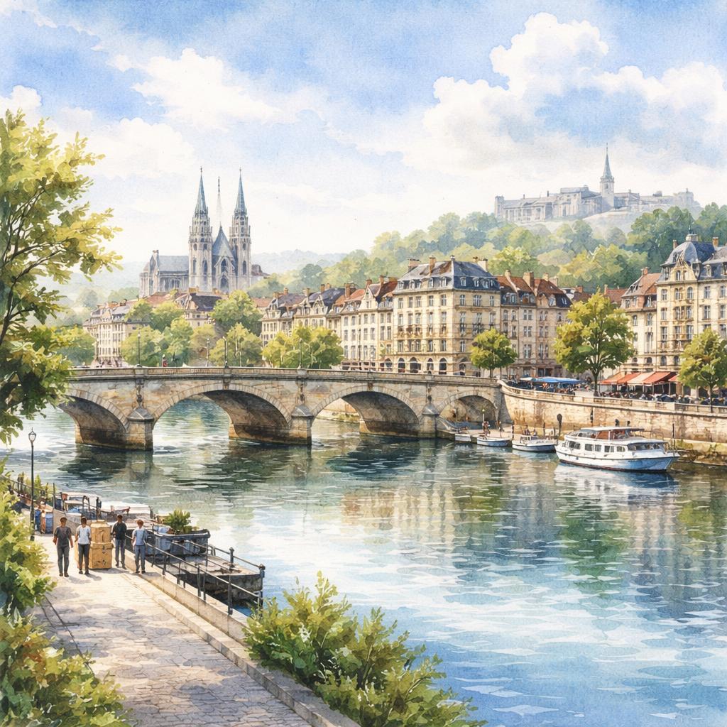 Melun — aquarelle — France