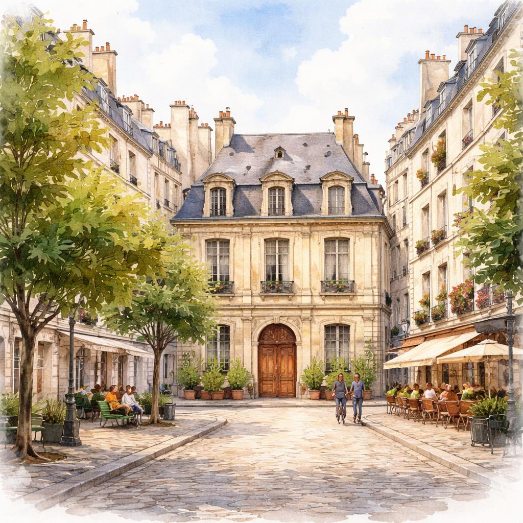 Paris 3e — aquarelle — France