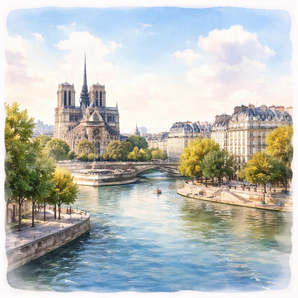 Paris 4e — aquarelle — France