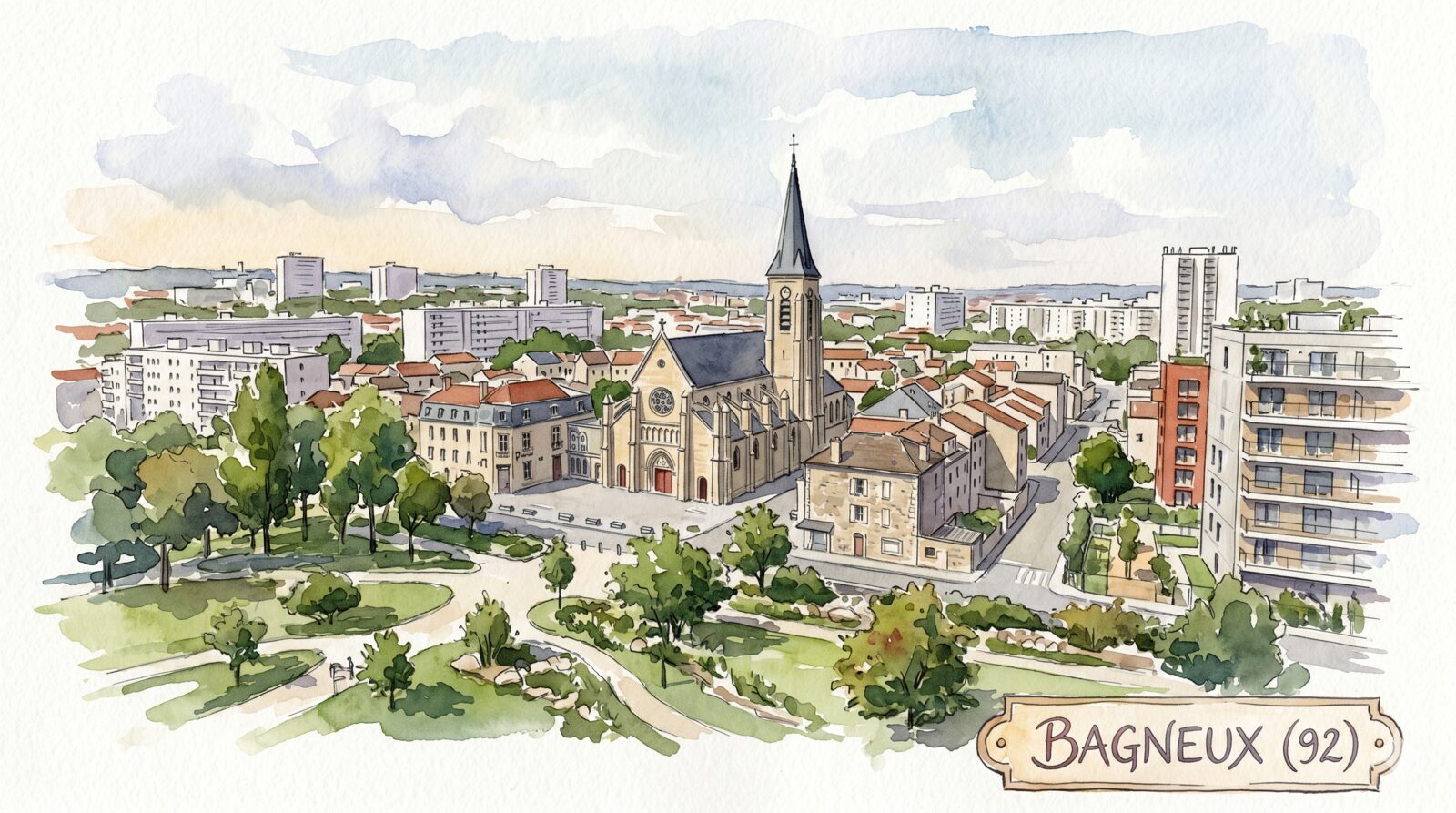 Pontoise — aquarelle — France