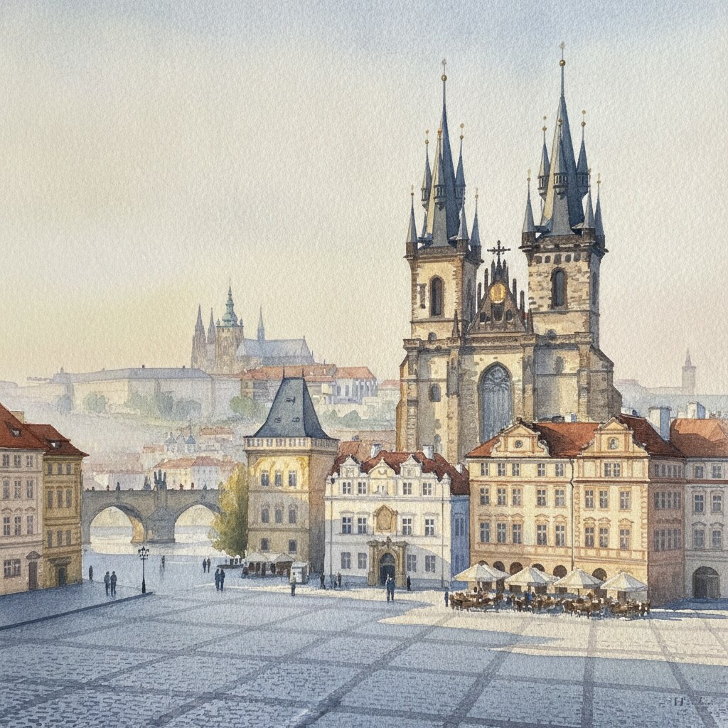 Prague — aquarelle — Tchéquie