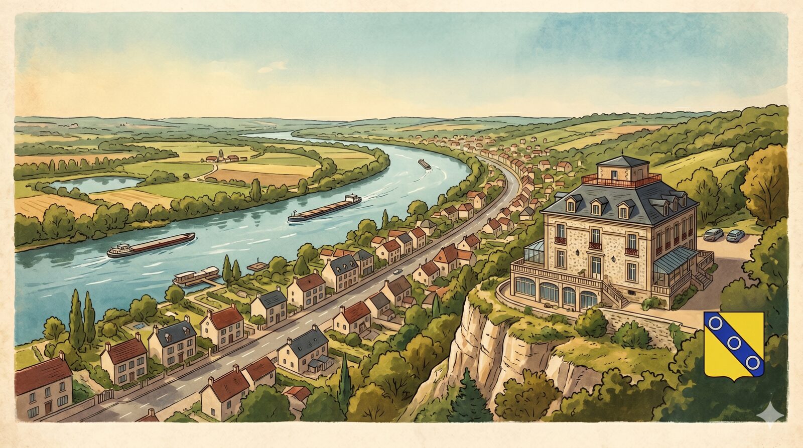 Rolleboise — aquarelle — France
