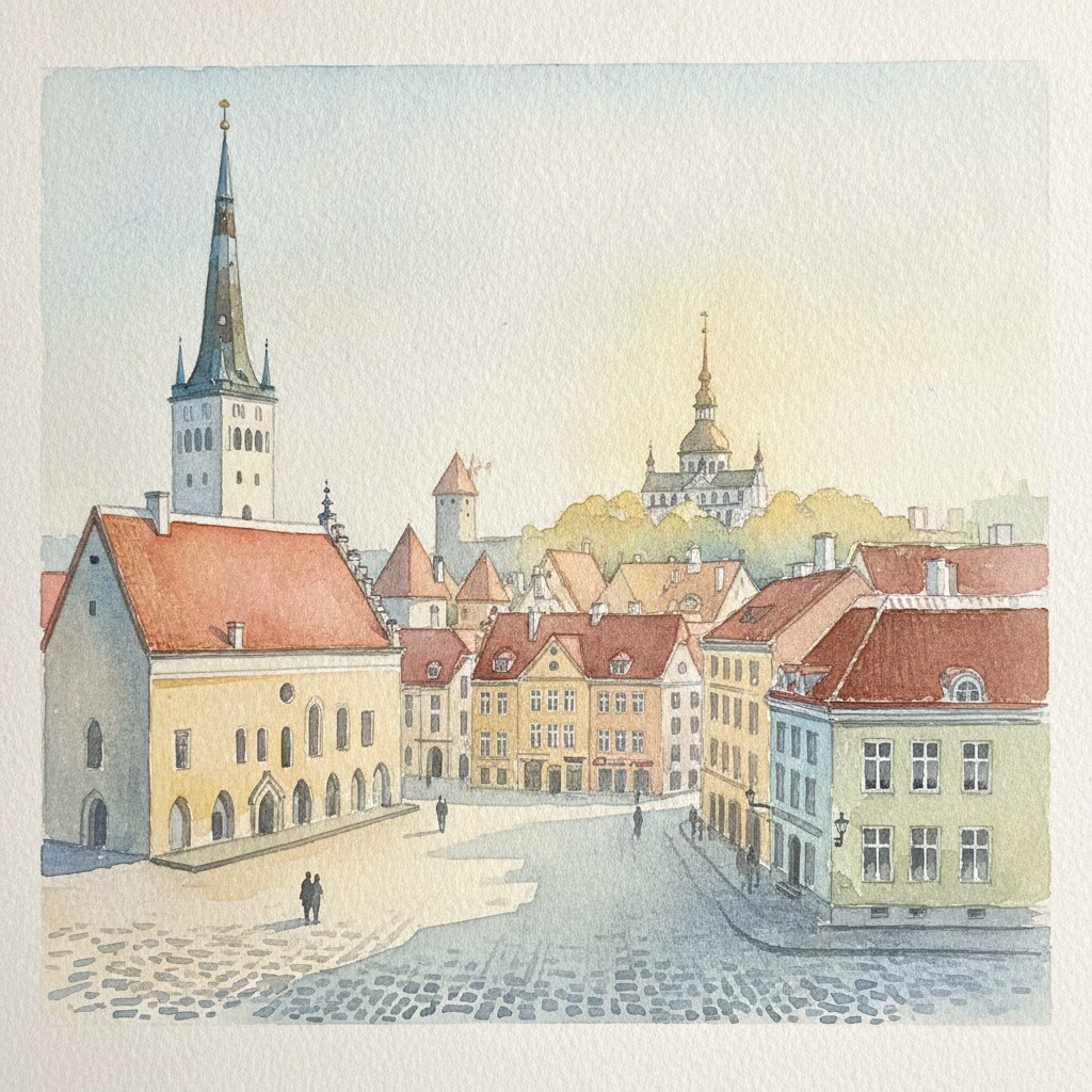 Tallinn — aquarelle — Estonie