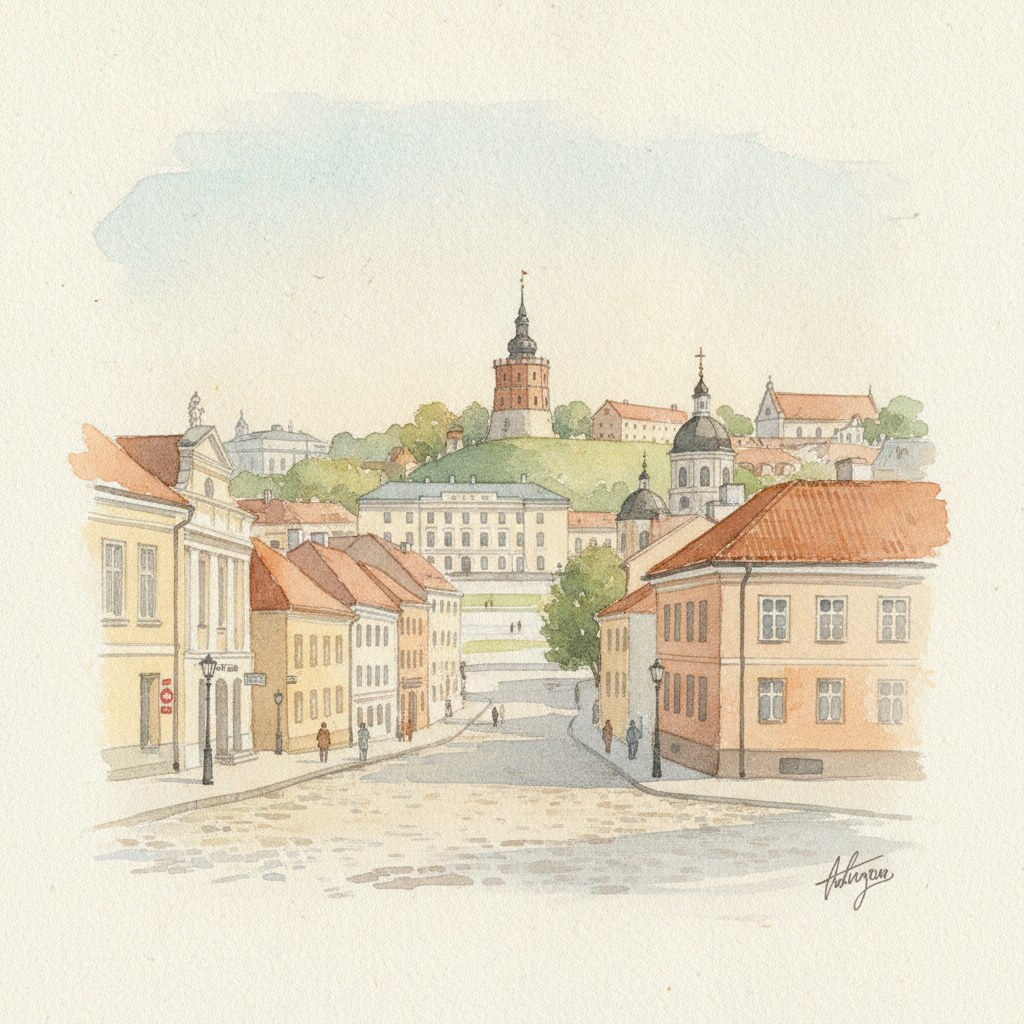 Vilnius — aquarelle — Lituanie